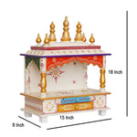 Wooden Temple For Office/Home, Multicolour, 15x8x18 Inch