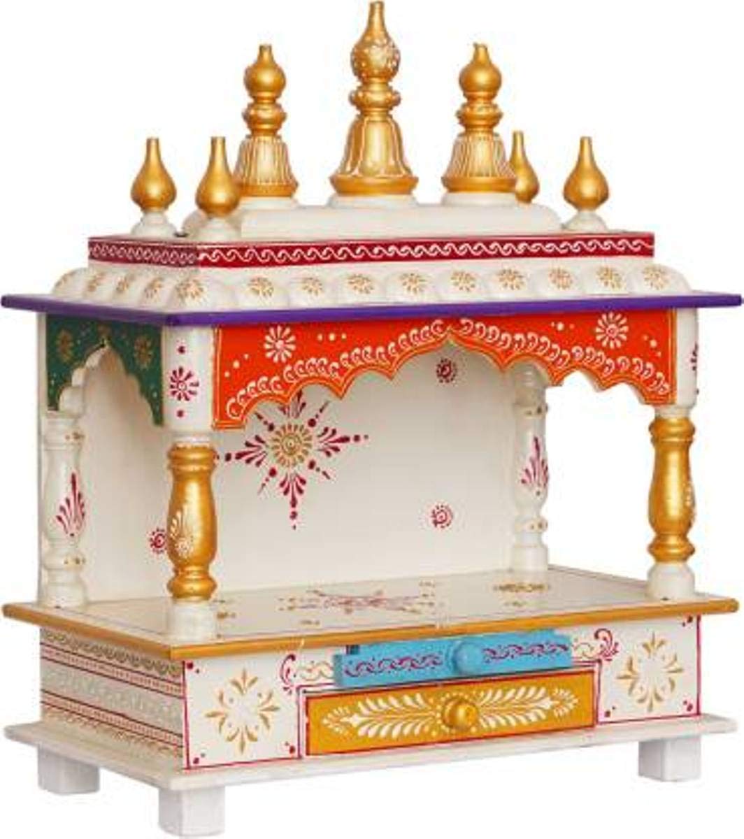 Wooden Temple For Office/Home, Multicolour, 15x8x18 Inch