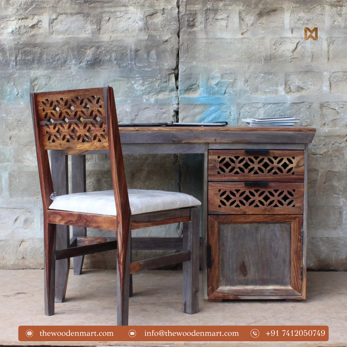 Handcrafted Premium Wooden Study Table with Chair