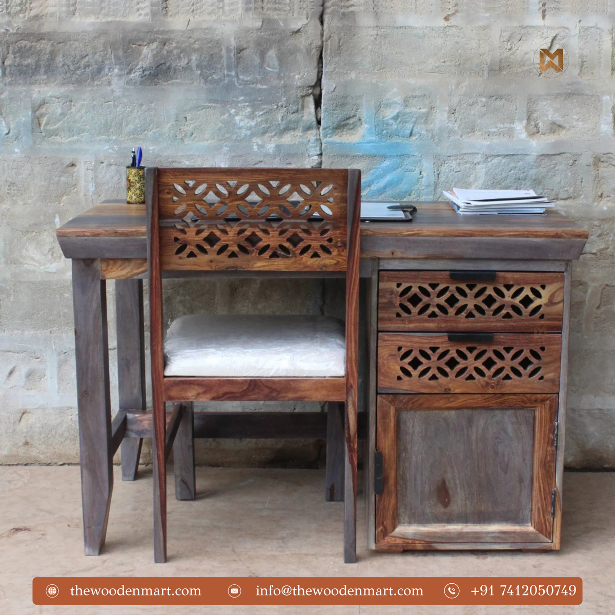 Handcrafted Premium Wooden Study Table with Chair