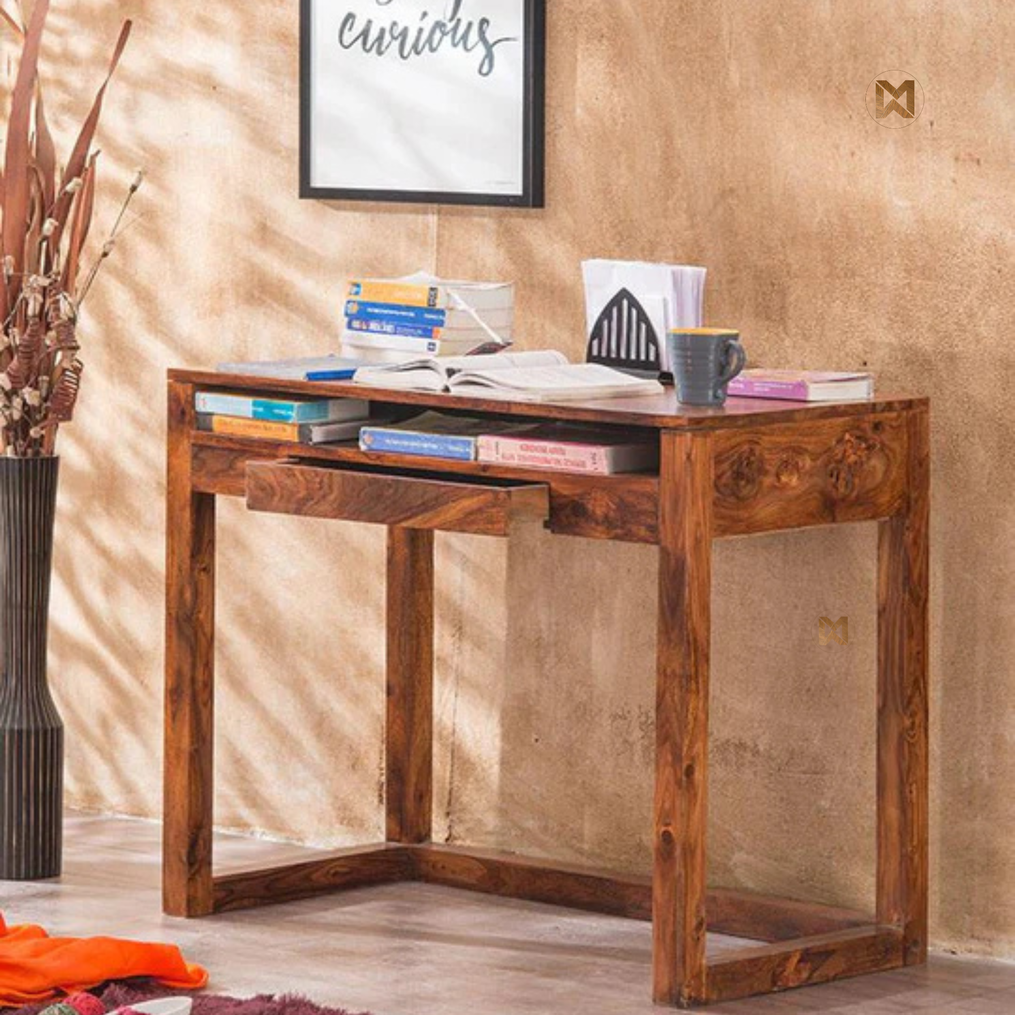 Minimalist Sheesham Wooden Study Table with Compact Drawer | The Wooden ...