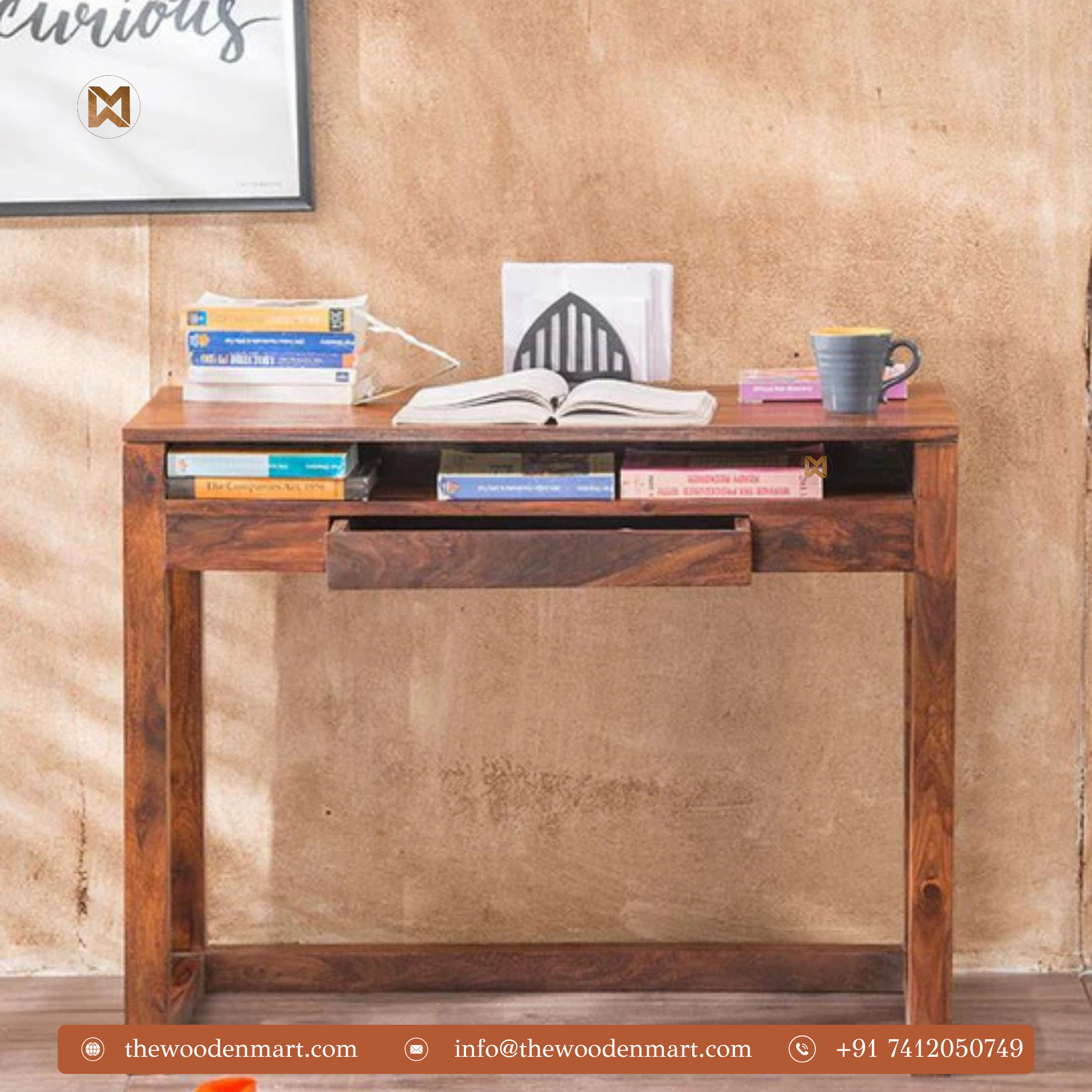 Minimalist Sheesham Wooden Study Table with Compact Drawer | The Wooden ...