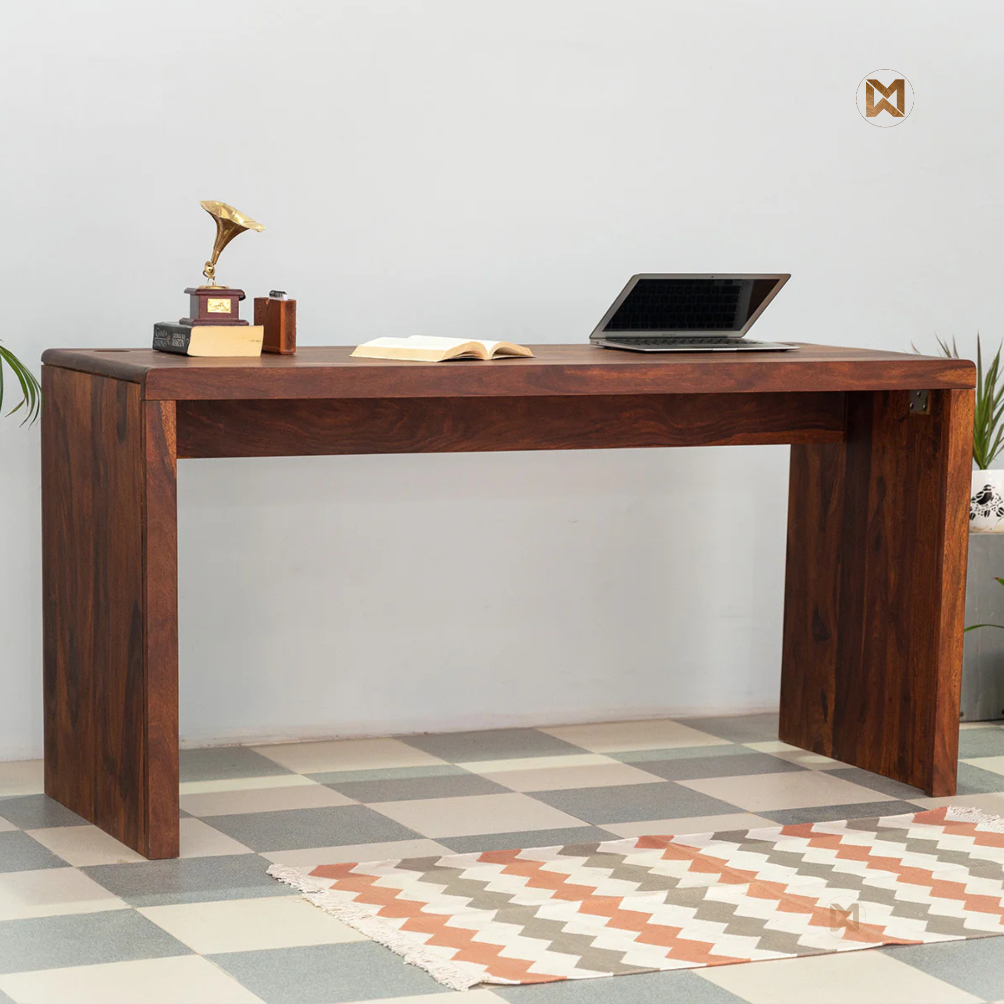 Writing Table Paneling Modern Minimalist Sheesham Wood Writing Table - Clean & Spacious Design ...