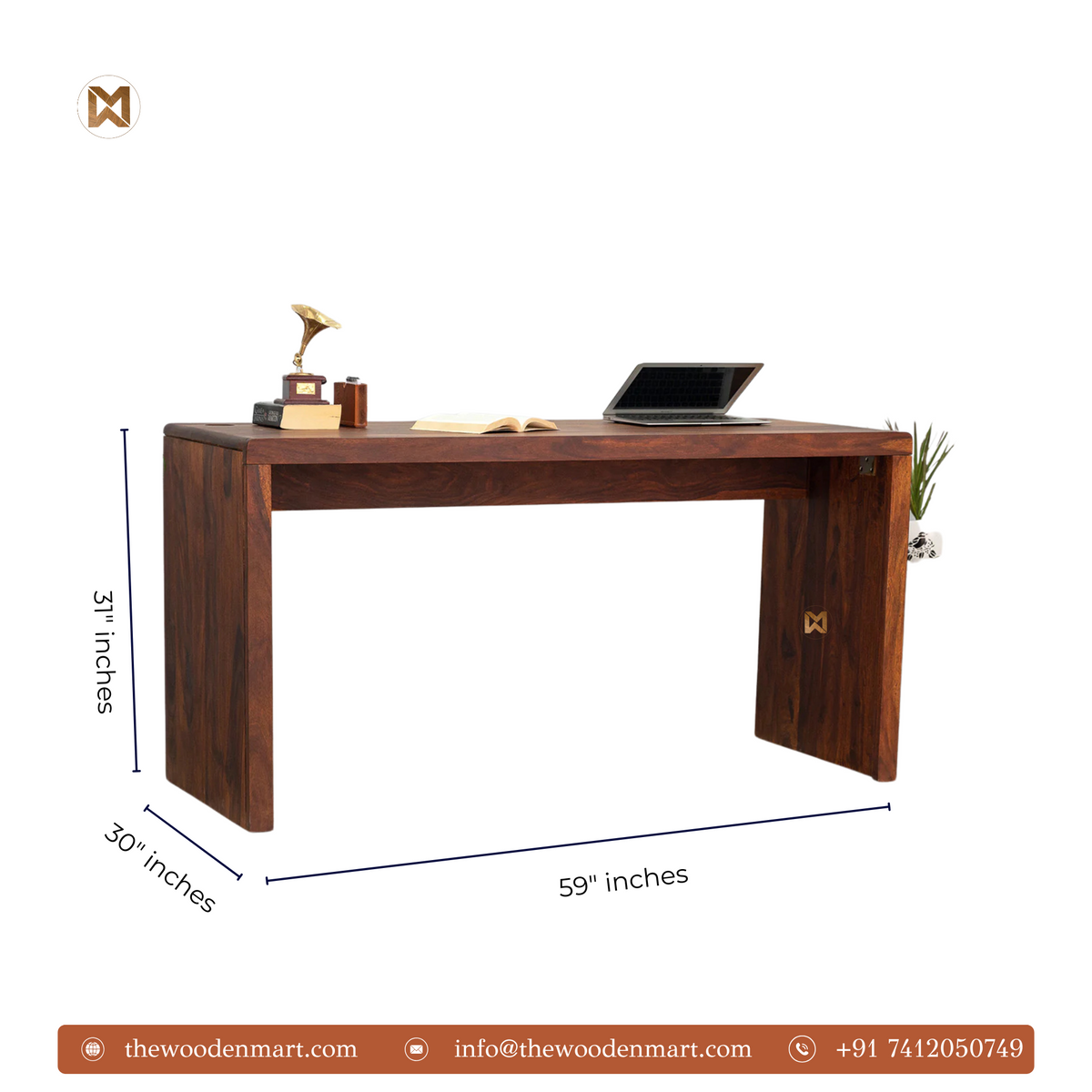 Modern Minimalist Sheesham Wood Writing Table