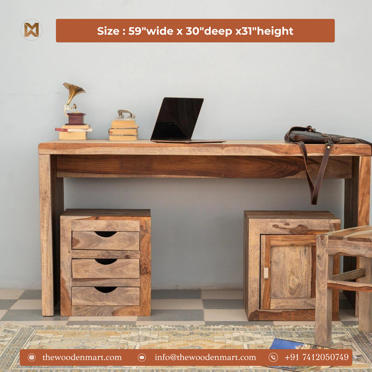 Premium Solid Sheesham Wood Study Table