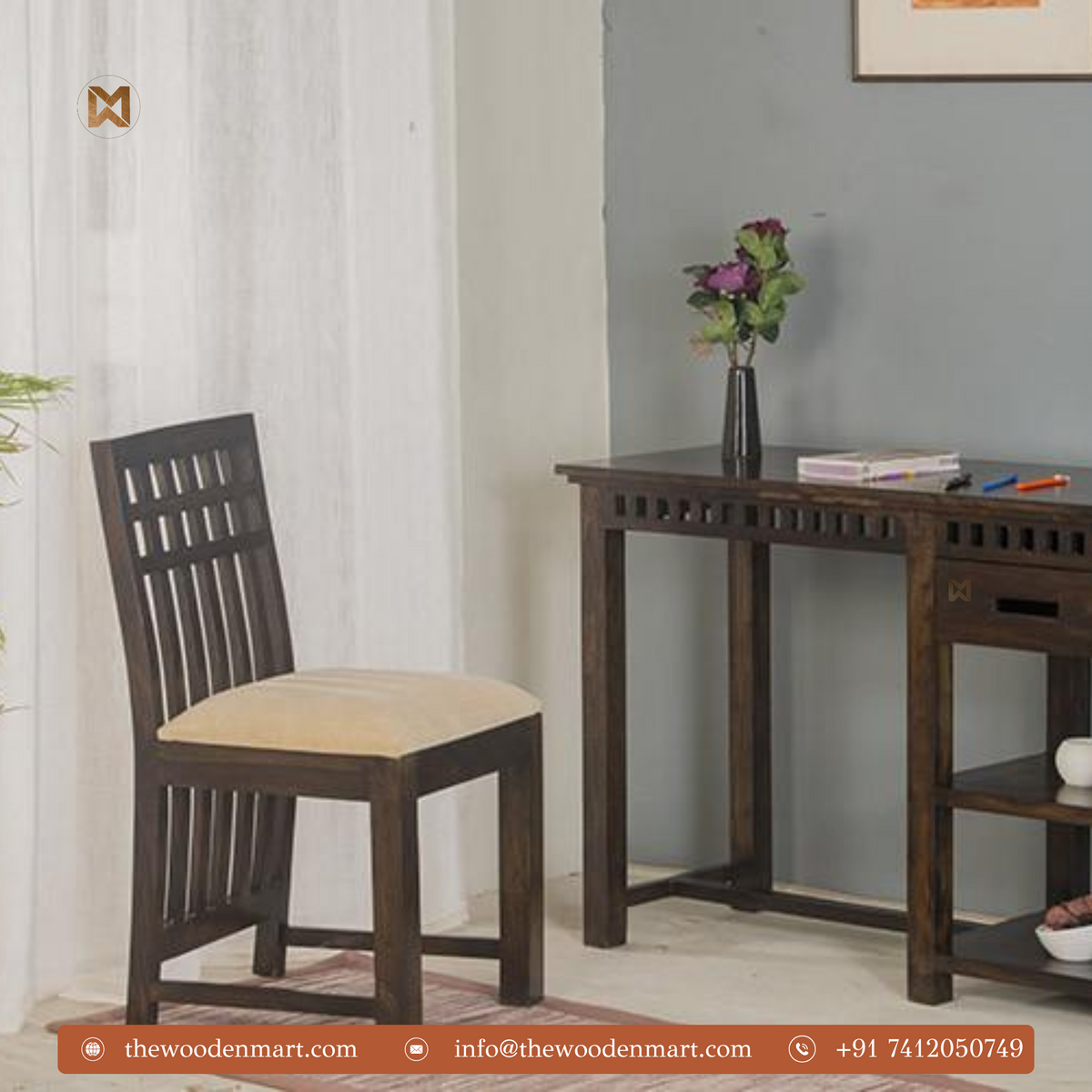 Sheesham Wooden Study Table with Chair