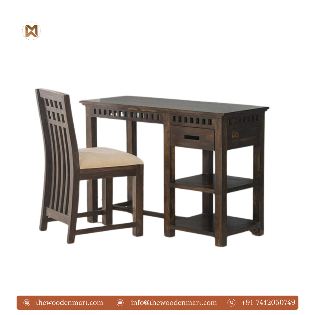 Sheesham Wooden Study Table with Chair