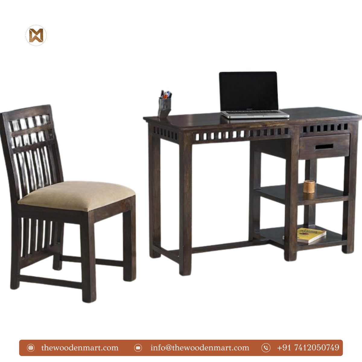 Sheesham Wooden Study Table with Chair