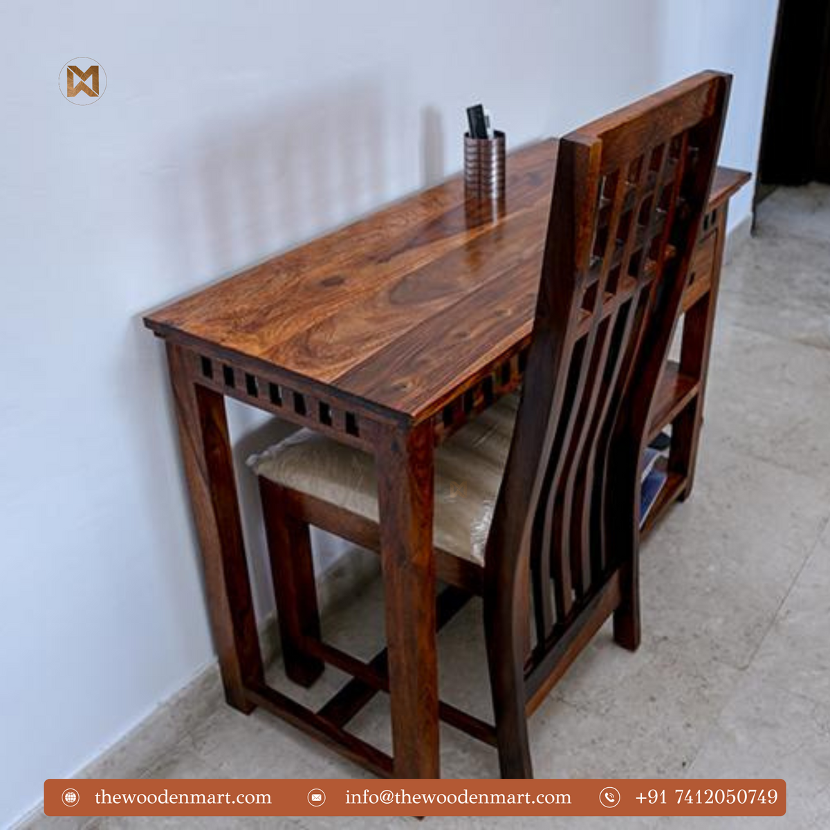 Sheesham Wooden Study Table with Chair