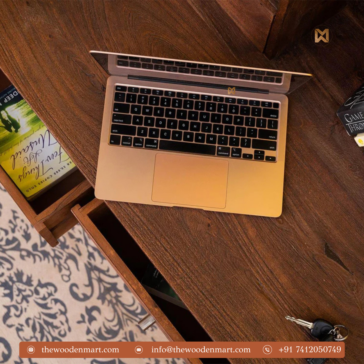 Spacious Solid Sheesham Wood Study Table