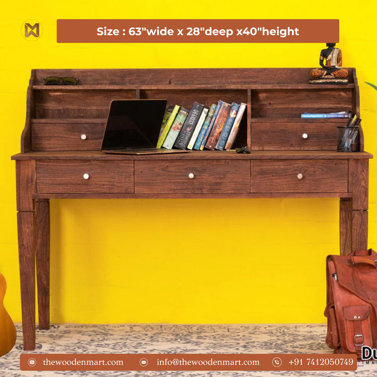 Spacious Solid Sheesham Wood Study Table