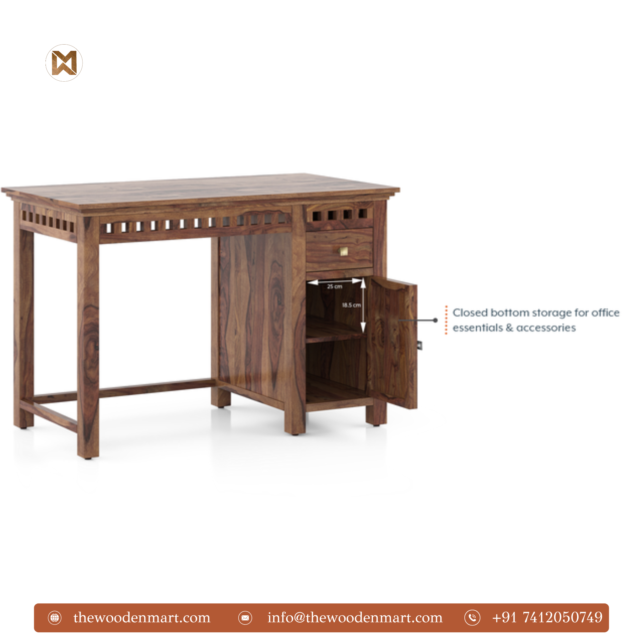 Teak Finish Sheesham Wood Study Table – Elegant, Compact & Functional ...