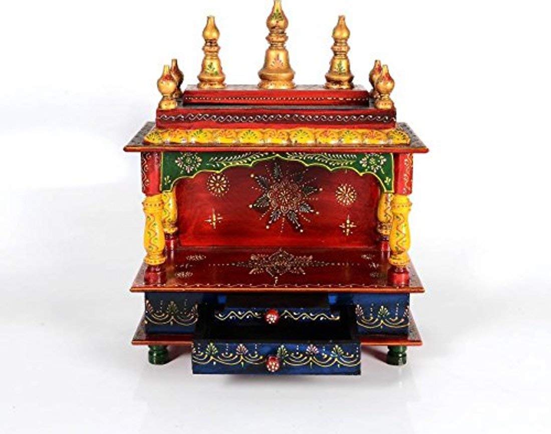 Wooden Home Temple/Puja Ghar, Red, 15x8x18