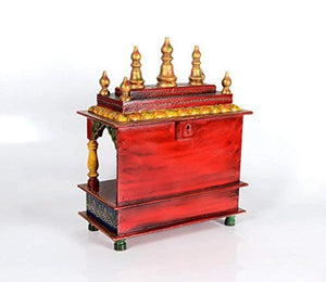 Wooden Home Temple/Puja Ghar, Red, 15x8x18