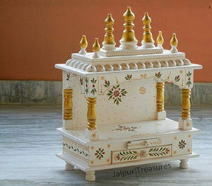 Wooden Pooja Ghar/Mandir, White, 15x8x18