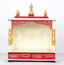 Load image into Gallery viewer, Wooden Temple/Pooja Ghar, White &amp; Red, 20x11x24 Inch
