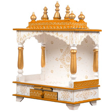 Load image into Gallery viewer, Wooden Home Temple/Mandir, White &amp; Gold, 22x11x28 Inch
