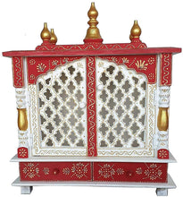 Load image into Gallery viewer, Wooden Temple With Door, White &amp; Red, 18x9x21 Inch
