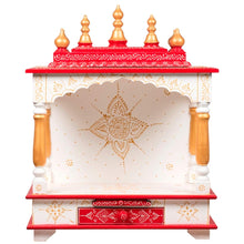 Load image into Gallery viewer, Wooden Pooja Ghar For Home, White &amp; Red, 22x11x28 Inch
