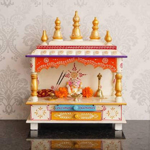 Wooden Temple For Office/Home, Multicolour, 15x8x18 Inch